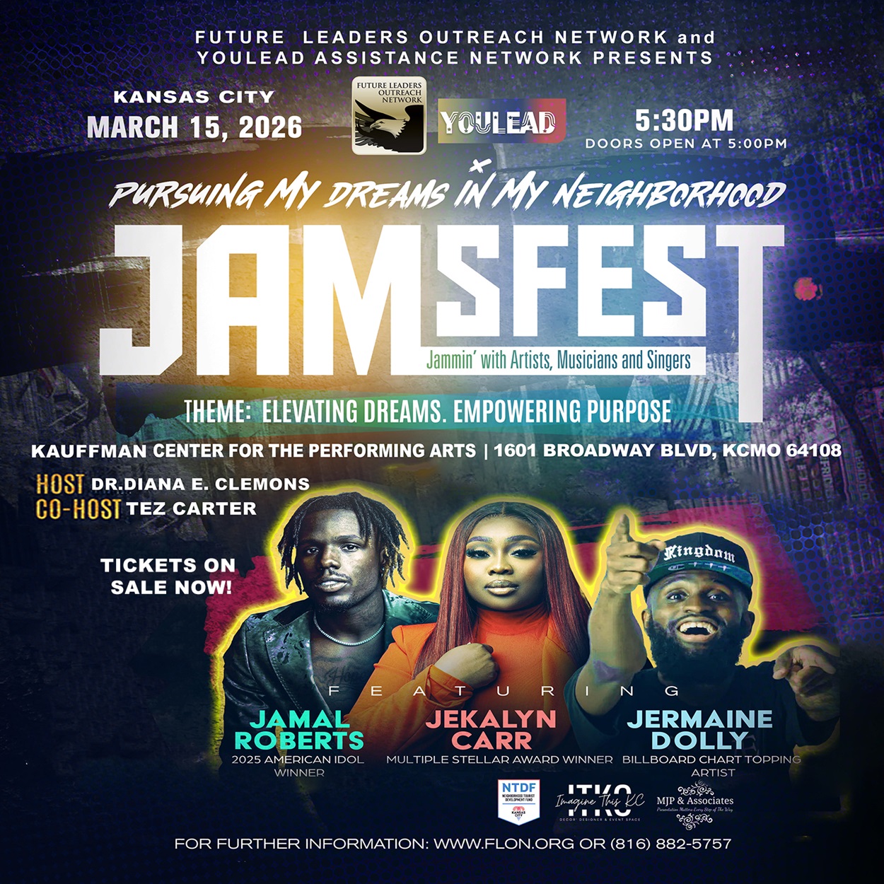 Future Leaders Outreach Network and YouLEAD Assistance Network Present
Pursuing MY Dreams In MY Neighborhood JAMSFest
Featuring JAMAL ROBERTS – 2025 American Idol Winner